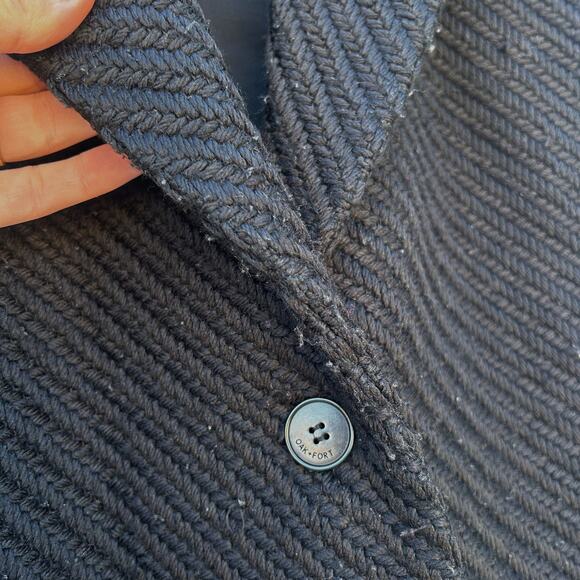 Oak + Fort Oversized Chunky Wool Knit Black Blazer Jacket Coat Small Cotton - Picture 7 of 9